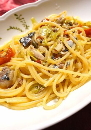 絶品!さんまのコンフィ&キャベツのパスタ-レシピのメイン写真