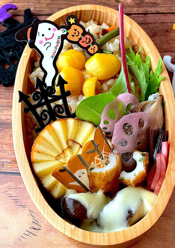 神無月８　栗おこわ　ハロウィン弁当-レシピのメイン写真