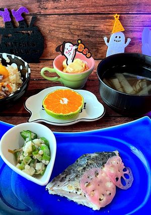 神無月8 献立 さわらバジルにんにく-レシピのメイン写真
