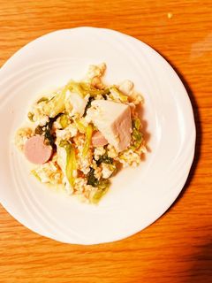 レタスと卵とソーセージと豆腐の中華炒め-レシピのメイン写真