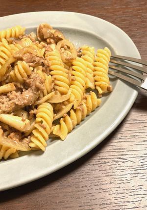 【簡単】挽肉ごまだれフジッリ-レシピのメイン写真