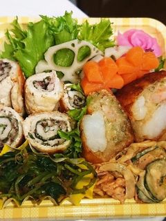 【夫婦弁当139】肉巻と海老さつま揚げ風-レシピのメイン写真