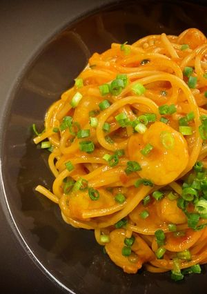 プロ直伝！レンチン中華風エビチリパスタ-レシピのメイン写真