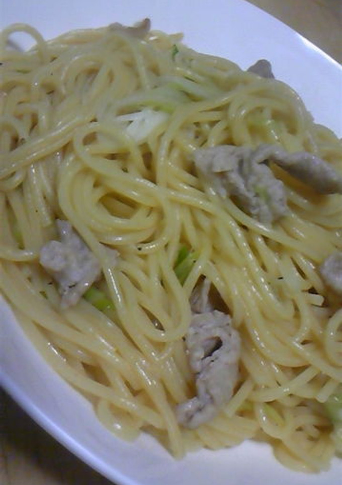 豚肉とネギで柚子胡椒のパスタ-レシピのメイン写真