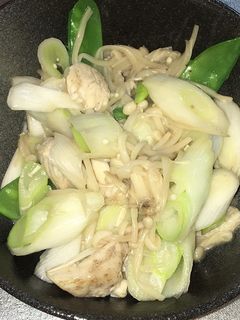 鶏むね肉と絹さやと白ネギの海鮮醤炒め-レシピのメイン写真