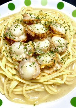 ベビーホタテのホワイトソースパスタ-レシピのメイン写真