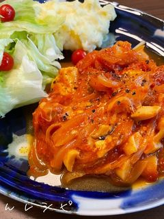 鶏むね肉とエリンギのトマト煮込み-レシピのメイン写真