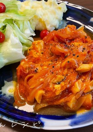 鶏むね肉とエリンギのトマト煮込み-レシピのメイン写真