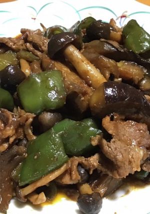 豚肉と茄子・シメジ・ピーマンの味噌炒め-レシピのメイン写真