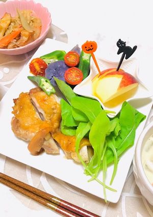 ローストチキンメインのディナーメニュー-レシピのメイン写真