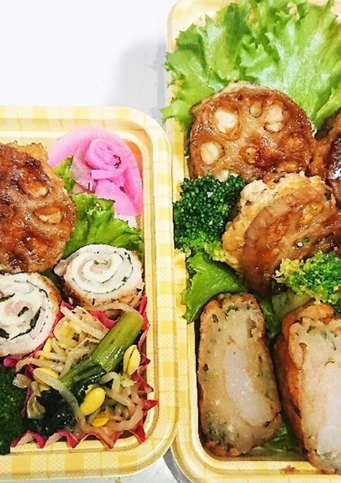 【夫婦弁当140】蓮根はさみ焼きと肉巻き-レシピのメイン写真