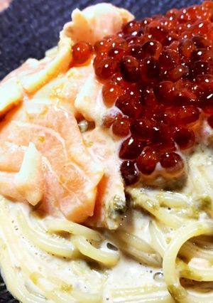 海苔の香り♪生サーモンのクリームパスタ-レシピのメイン写真