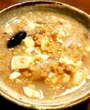 豆腐入り発芽玄米粥　梅干し＆発酵玉葱