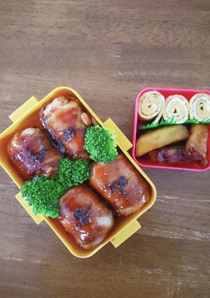 がっつり肉巻きおにぎり弁当♪-レシピのメイン写真