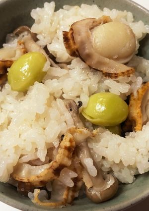 海と山のコラボ！ふっくらホタテご飯♡-レシピのメイン写真