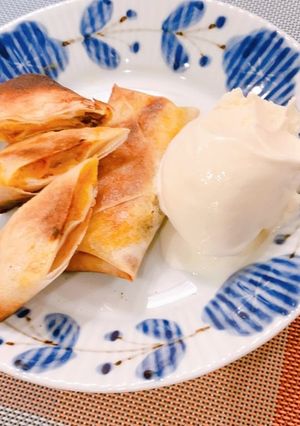 ハロウィンに☆揚げずに南瓜スイート春巻♪-レシピのメイン写真