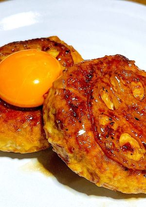 豆腐蓮根鶏つくねの卵黄乗せ-レシピのメイン写真