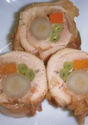A圧力鍋でチキンロールの３色巻き-レシピのメイン写真