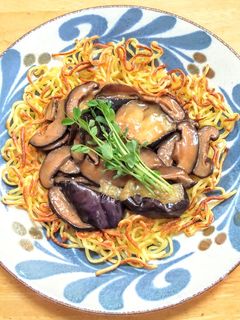 椎茸の佃煮と揚げナスのあんかけ焼きそば-レシピのメイン写真