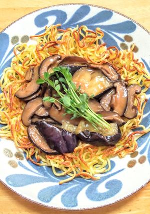 椎茸の佃煮と揚げナスのあんかけ焼きそば-レシピのメイン写真