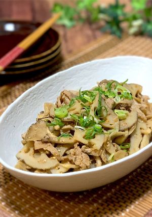 絶品♡舞茸とれんこんと豚肉の味噌きんぴら-レシピのメイン写真