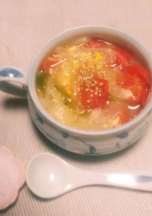 彩り綺麗な野菜のサッパリ中華スープ-レシピのメイン写真