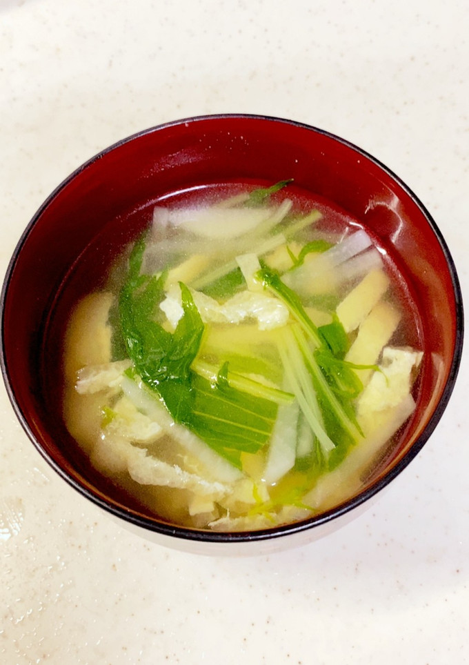 大根 水菜 油揚げの味噌汁^^-レシピのメイン写真