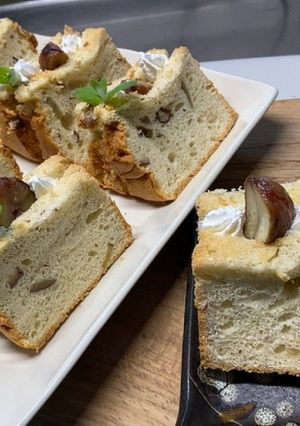 栗の渋皮煮のシフォンケーキ　美味しい！-レシピのメイン写真