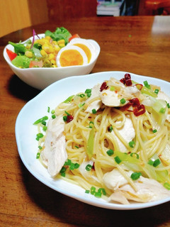 鶏胸肉とネギの和風ペペロンチーノ♬︎-レシピのメイン写真