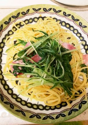 簡単おいしい水菜とベーコンのパスタ♡-レシピのメイン写真