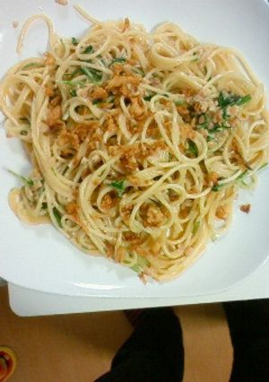 簡単！チーズと水菜の納豆パスタ-レシピのメイン写真