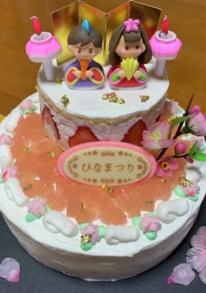 ひな祭りケーキ　デコレーション　記録-レシピのメイン写真