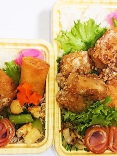 【夫婦弁当142】鳥唐揚げと白菜の春巻-レシピのメイン写真