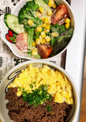 ２色丼サラダセット-レシピのメイン写真