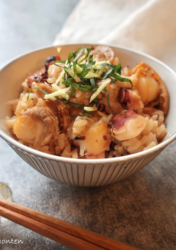 たこと帆立の炊き込みご飯-レシピのメイン写真