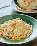 栗ときのこのベジクリームソースパスタ