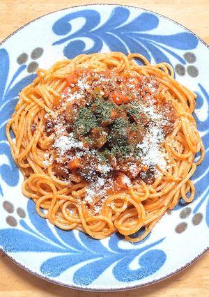 作り置きボロネーゼでスピンオフ的パスタ-レシピのメイン写真