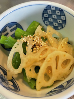 #さやインゲンと#蓮根の#お浸し-レシピのメイン写真