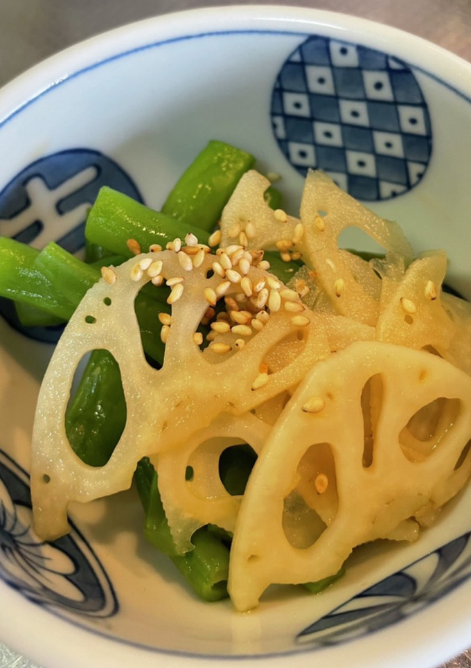 #さやインゲンと#蓮根の#お浸し-レシピのメイン写真