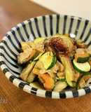 豚肉と秋野菜の塩糀オイスターソース炒め