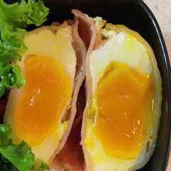 รูปของ お弁当のおかず　ハム卵　レンジでチン