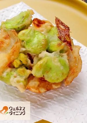 腎臓病食/そら豆とホタテ貝柱のかき揚げ-レシピのメイン写真