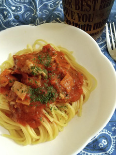 トマトソースパスタ肉入り-レシピのメイン写真