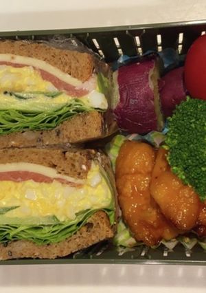 21雑穀オーガニックサンドイッチ弁当-レシピのメイン写真
