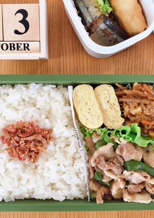 豚コマ旨塩炒め弁当 21/10.13-レシピのメイン写真