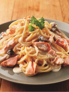 サーモンときのこのクリームパスタ-レシピのメイン写真