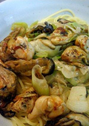 牡蠣と長ネギのパスタ ―レモン添え―-レシピのメイン写真