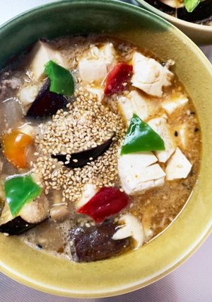 豚こま簡単酸辣湯味麻婆豆腐茄子-レシピのメイン写真