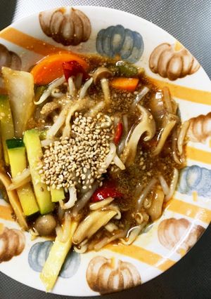 レンジもやしズッキーニ甘辛オイ野菜炒め-レシピのメイン写真
