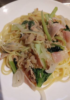 残り物でツナと小松菜のスパゲティ-レシピのメイン写真